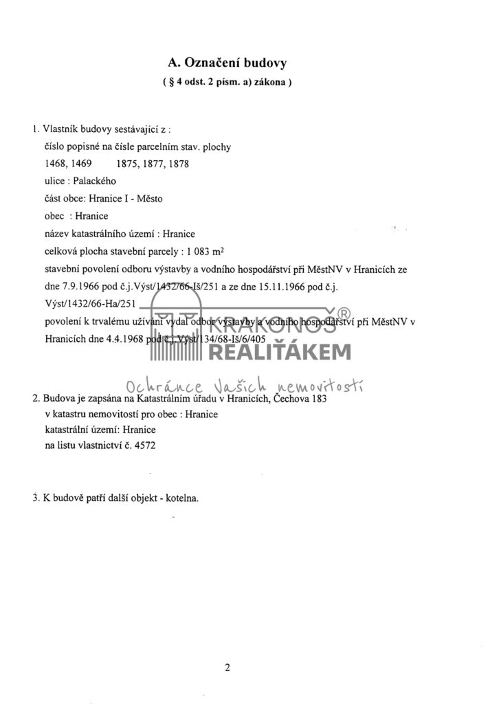 prodej bytu Hranice, prohlaseni vlastnika, KRAKONOŠ realitakem
